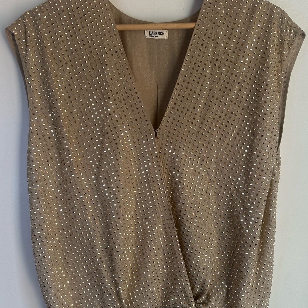 L’agence Women's Tan and gold Sleeveless Top size small